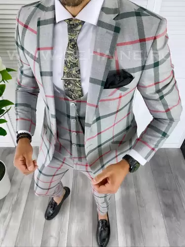 Costum barbati slim fit (PANTALONI + VESTA) 5363 D3-3.4