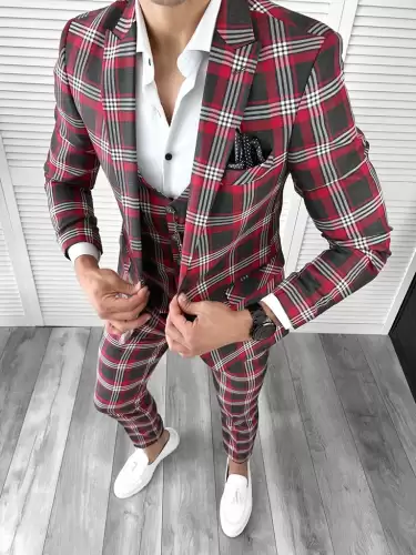 Costum barbati slim fit (PANTALONI + VESTA)  7808  O4-3.3