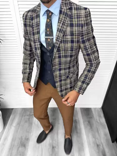 Costum barbati  slim fit sacou  pantaloni  vesta  cravata  batista  13200