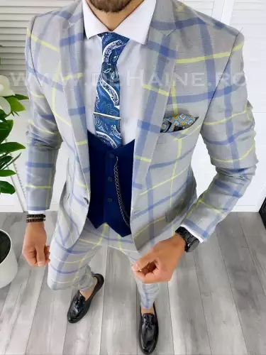 Costum barbati slim fit (SACOU+ VESTA) bleumarin 5385