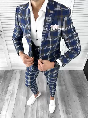 Costum barbati slim fit + Vesta B4226 Y12-2