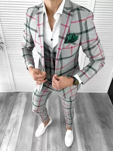 Costum barbati slim fit + Vesta B5363 D2-5.3