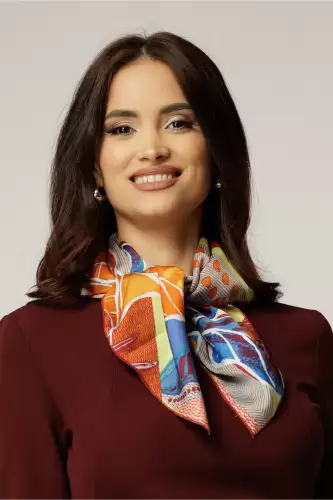 Esarfa imprimeu in nuante tomnatice