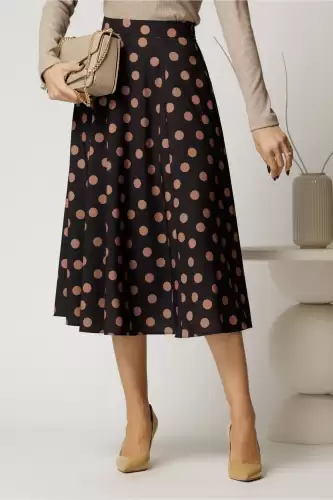 Fusta DY Fashion midi din voal plin negru cu buline