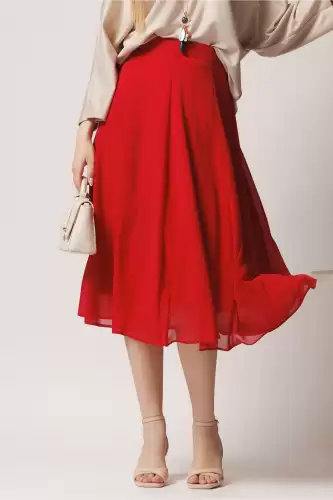 Fusta DY Fashion rosie midi vaporoasa din voal