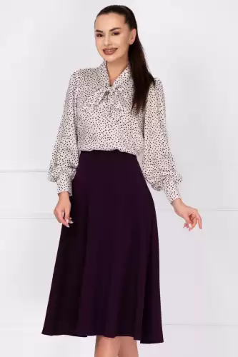 Fusta midi mov in clos cu buzunare laterale