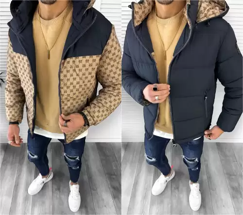 Geaca barbati de iarna cu 2 fete bleumarin A68 T11-2