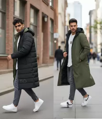 Geaca barbati de iarna kaki 2 fete lunga imprimeu spate "TO THE LIMIT" 2588