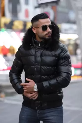 Geaca barbati groasa de iarna neagra 12345 D0-5