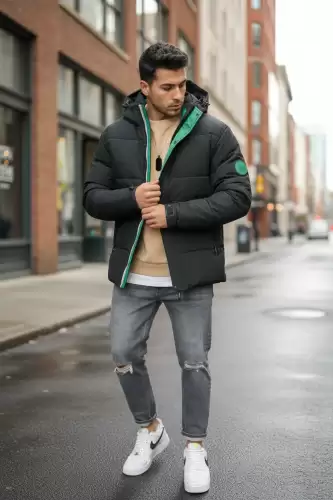 Geaca barbati groasa de iarna  neagra 4400