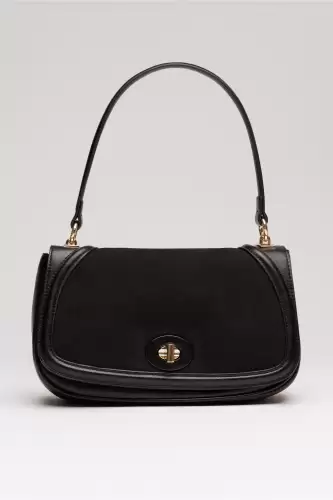 Geanta neagra din piele ecologica cu maner rotund