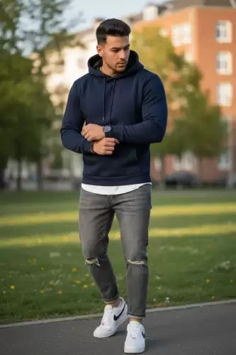 Hanorac barbati slim fit bleumarin 13411 D9-5