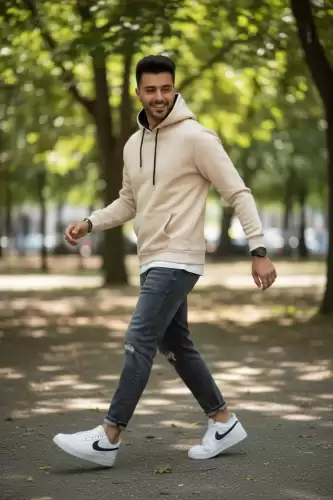 Hanorac barbati slim fit  crem 13411 D10-4