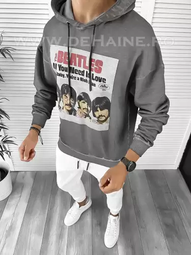 Hanorac barbati slim fit gri deschis K113 O2-3.1