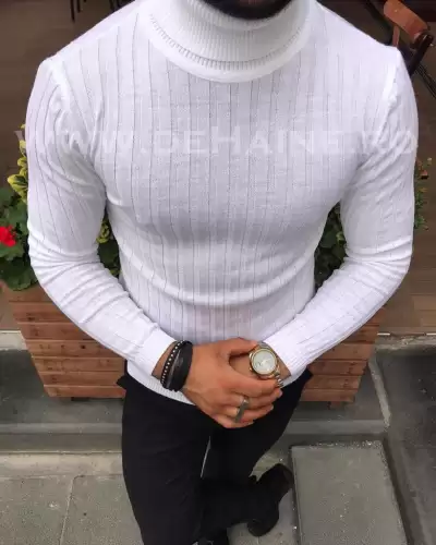 Helanca barbati slim fit alba cu mici defecte 2264  D8-5