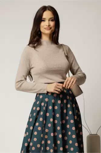 Maleta bej din tricot casual eleganta