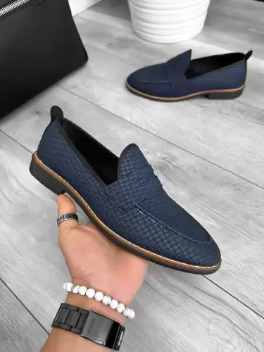 Mocasini barbati albastri  tapla subtire  piele eco  comozi 12219 N0-3