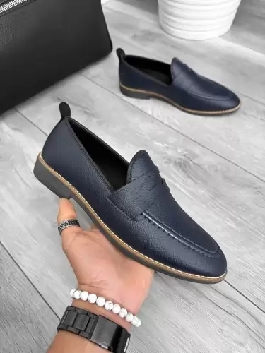 Mocasini barbati albastri  tapla subtire  piele eco  comozi 12315 N1-3