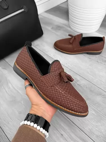 Mocasini barbati maro tapla subtire piele eco comozi 12217 N15-3