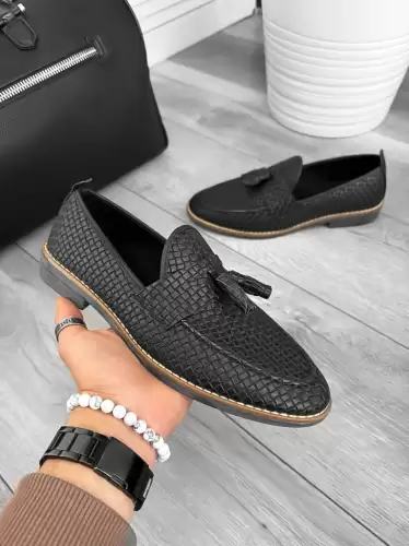 Mocasini barbati negri  tapla subtire  piele eco  comozi 12216 N2-3