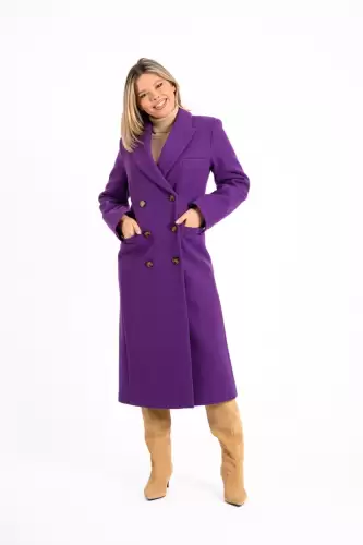 Palton dama mov cu doua randuri de nasturi