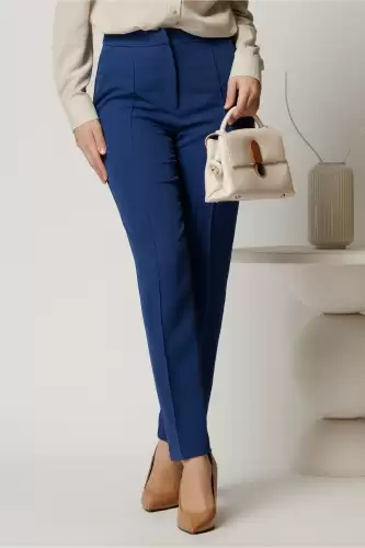 Pantalon DY Fashion albastri conici din stofa