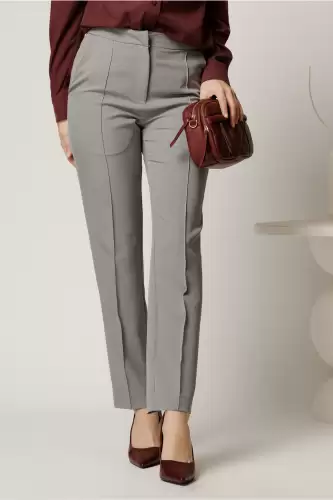 Pantalon DY Fashion gri conici din stofa
