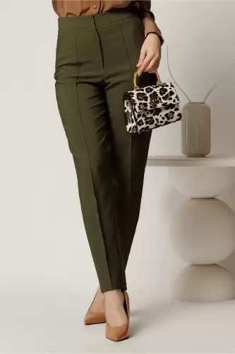 Pantalon kaki din stofa cu croi conic