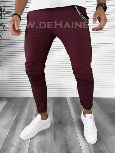 Pantaloni barbati casual regular fit grena 9886 F7-4