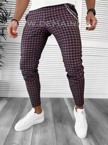 Pantaloni barbati casual regular fit grena B7932 I10-1 U4-1