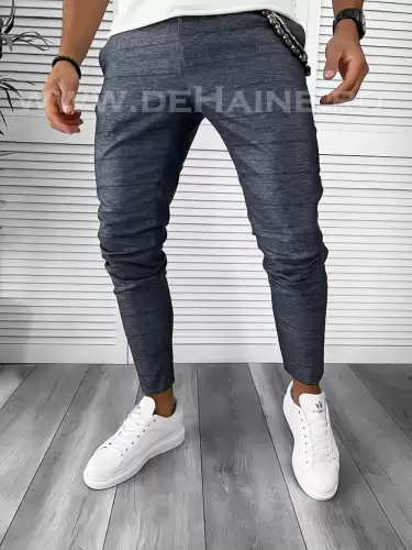 Pantaloni barbati casual regular fit gri in carouri B7872 P19-6.2