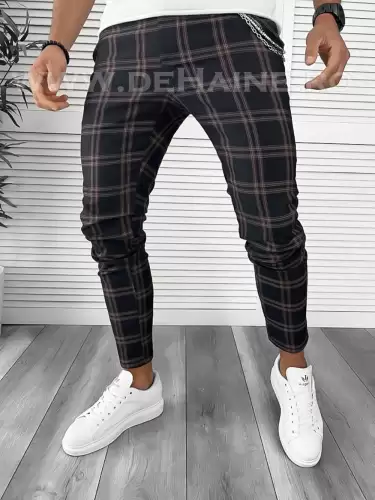 Pantaloni barbati casual regular fit in carouri B7943 N6-5.1