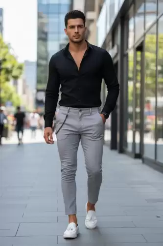 Pantaloni barbati eleganti  gri 10614