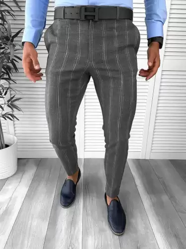 Pantaloni barbati eleganti gri B1551 I19-1