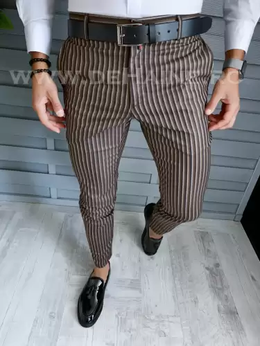 Pantaloni barbati eleganti maro B1749  G7-4