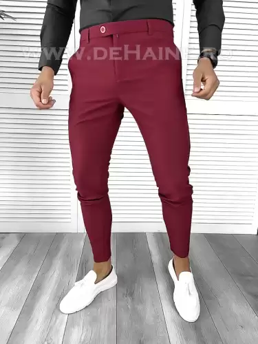 Pantaloni barbati eleganti regular fit grena B1734 U3