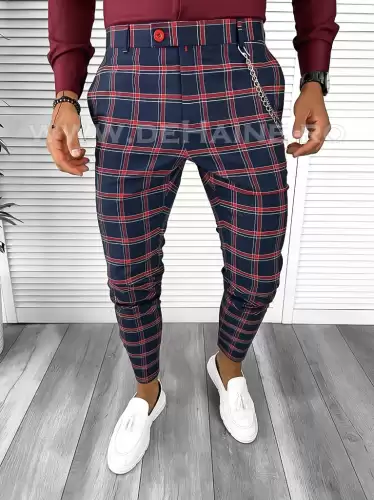 Pantaloni barbati eleganti regular fit in carouri B1744 54-3