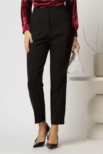 Pantaloni dama negri cu croi conic