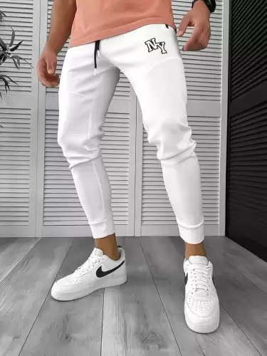Pantaloni de trening albi cu defect DEF800 D4-5.4