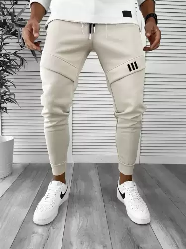 Pantaloni de trening bej conici 12259 S5-3