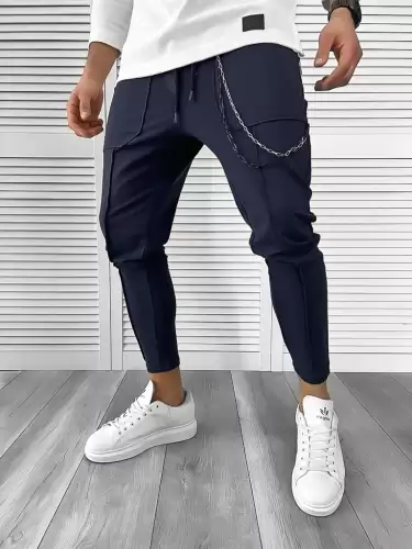 Pantaloni de trening bleumarin conici 10142 D4-3.2