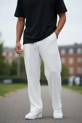 Pantaloni de trening cargo albi conici Y125 O3-4.3