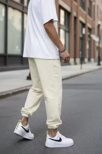 Pantaloni de trening cargo  bej  conici Y311 6-1.2