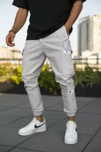 Pantaloni de trening cargo gri conici Y201 46-4.1