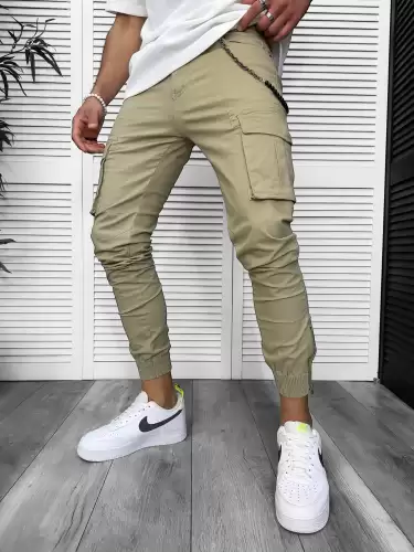 Pantaloni de trening cargo kaki conici 3157 O3-1.1
