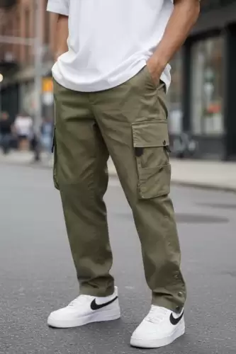 Pantaloni de trening cargo kaki conici Y307 P20-4.1