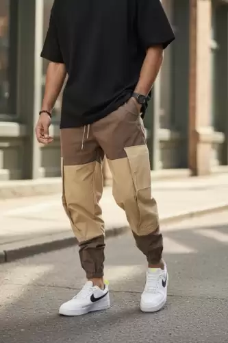 Pantaloni de trening cargo  maro  conici Y356 P20-4.2