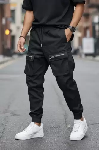 Pantaloni de trening cargo  negri  conici Y103 P19-4.2