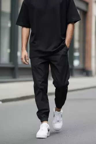 Pantaloni de trening cargo negri conici Y230 P20-4.3