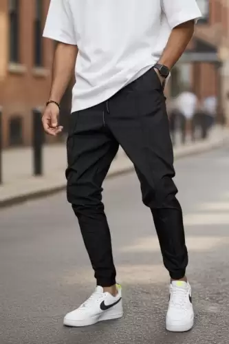 Pantaloni de trening cargo  negri  conici Y516 P18-2.1